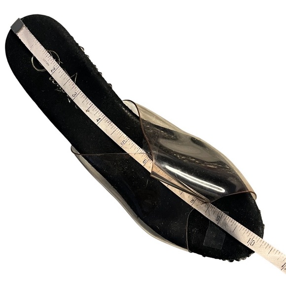 PLEASER Bejeweled Platform Slides Sandals Gunmetal Rhinestone Studs Fits Size 8 - Picture 7 of 8